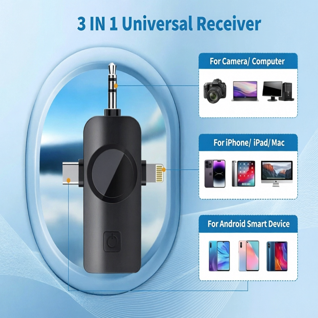 F11 Wireless Lavalier Microphone with Active Noise Cancelling (ANC) & Echo Mode | Universal Type-C, iPhone, Android