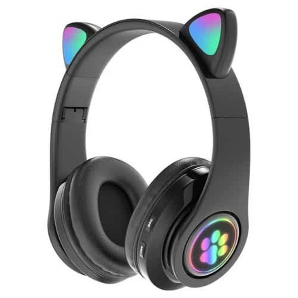 Cat Ear Headphones Wireless Bluetooth with RGB Light, USB-C Charging Gaming Headset with Mic for PC/PS4/PS5